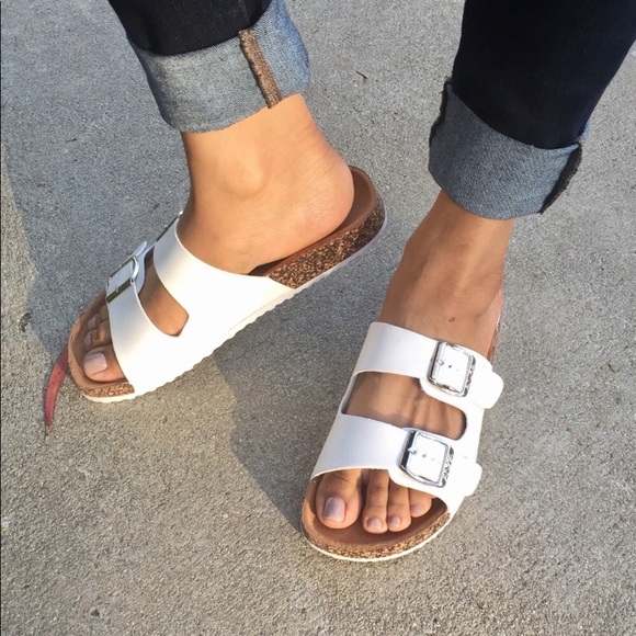 LAST 1❣️WHITE double band foot bed cork sandals - Picture 4 of 7